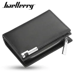 Brand Men PU Leather Short Wallet with Zipper Coin Pocket Vintage Big Capacity Male Short Money Purse Card Holder Mens Wallet