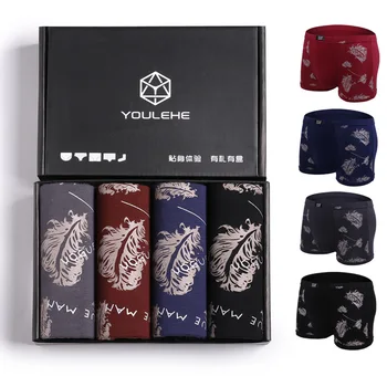 

4pcs/lot Panties Man Underpants Mens Underwear Boxers Shorts Soft Modal Boxer Homme Men Print Plus Size L-3XL