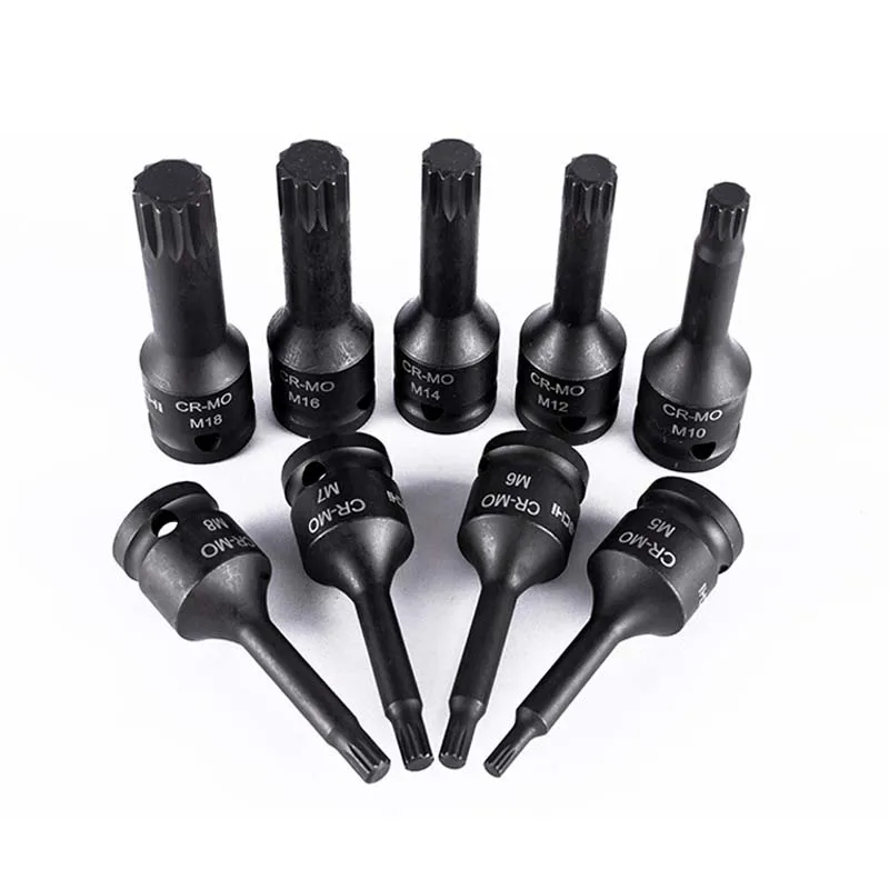 스퀘어 드라이브 Torx 스크루 드라이버 비트, 12 포인트 스플라인 공압 드라이버 소켓 비트, M5 M6 M8 M9 M10 M12 M14 M18 M20, 78mm 1/2 인치, 1 개