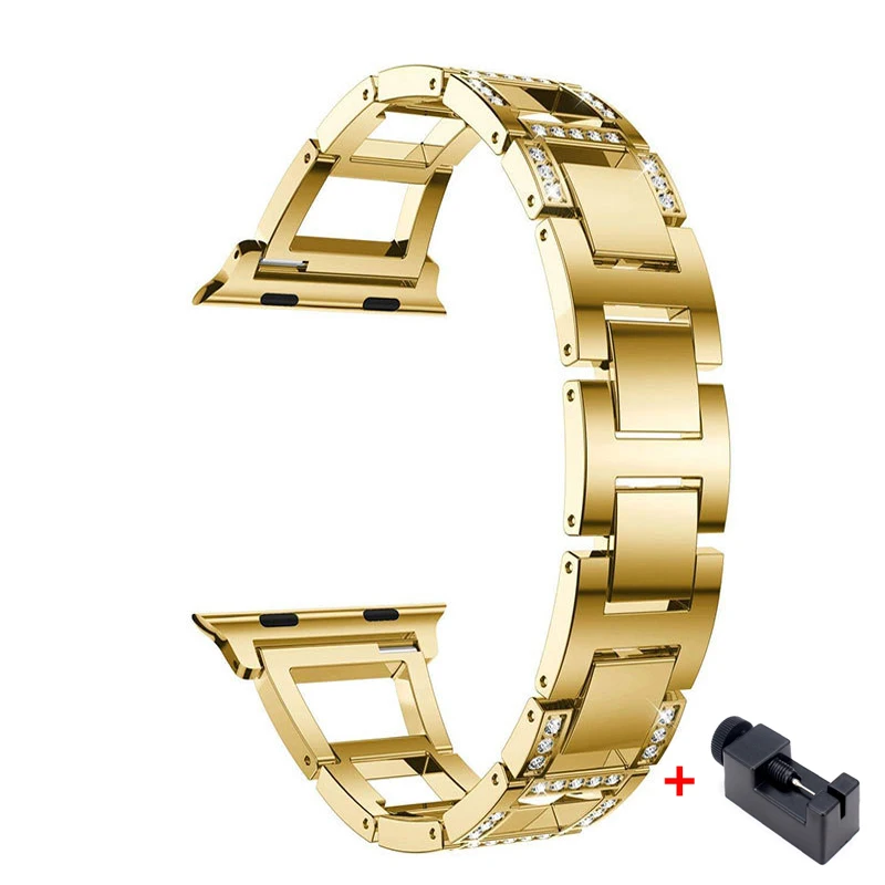 Ремешок из нержавеющей стали для Apple watch band 5 4 44 мм 40 мм Алмазный Браслет correa Iwatch 3 2 8 мм 42 мм аксессуары для Apple Watch 4