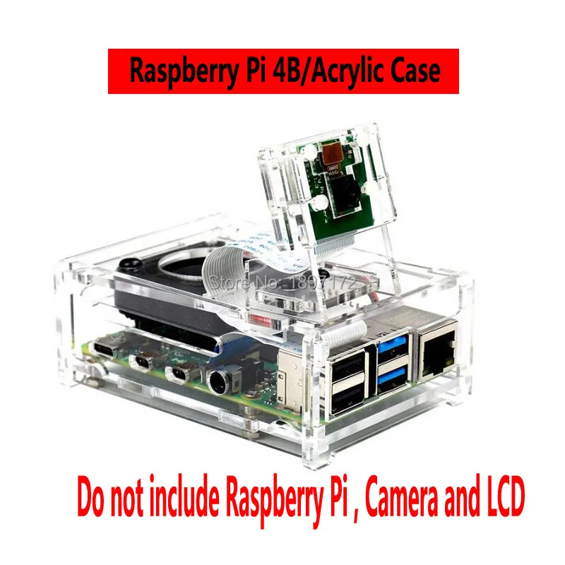 Raspberry Pi 4B чехол для 3 5 дюймов ЖК дисплей с камера светодиодный вентилятор 4 модели