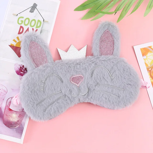 Sleeping Eye Mask Unicorn Sleep Night Mask Plush Cute Eye Patch Sort Band Aid Dream Cover For Girl Relax Travel Health Blindfold Rabbit gray