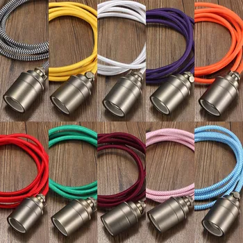 

2M E27/E26 Vintage Fabric Cable Pendant Light Lamp bulb pendant light socket Hanging Filament Lamp Screw Lamp Base Holder