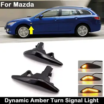 

2Pcs For Mazda5 Mazda6 MX-5 RX-8 Nissan Lafesta Smoked Lens LED Side Marker Fender Lamp Dynamic Amber Turn Signal Light