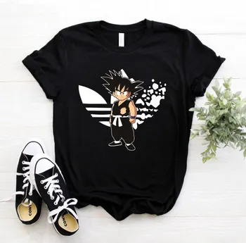 

Women Goku DRAGON BALL Black T-shirts Female Short Sleeve Tees 2020 Summer Graphic Harajuku Clothing Girl Tops