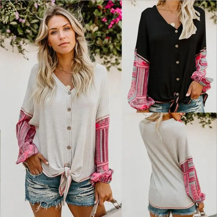 Boho повседневные офисные женские топы, Свободный кардиган с рукавом-фонариком, Цветные Лоскутные женские белые свитера для путешествий