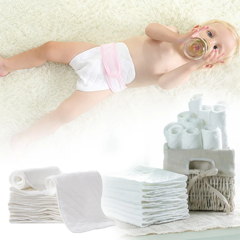 Новые Многоразовые детские подгузники, тканевые вставки для подгузников, 1 шт., 3 слоя, хлопок, моющиеся детские подгузники, экологически чистые подгузники