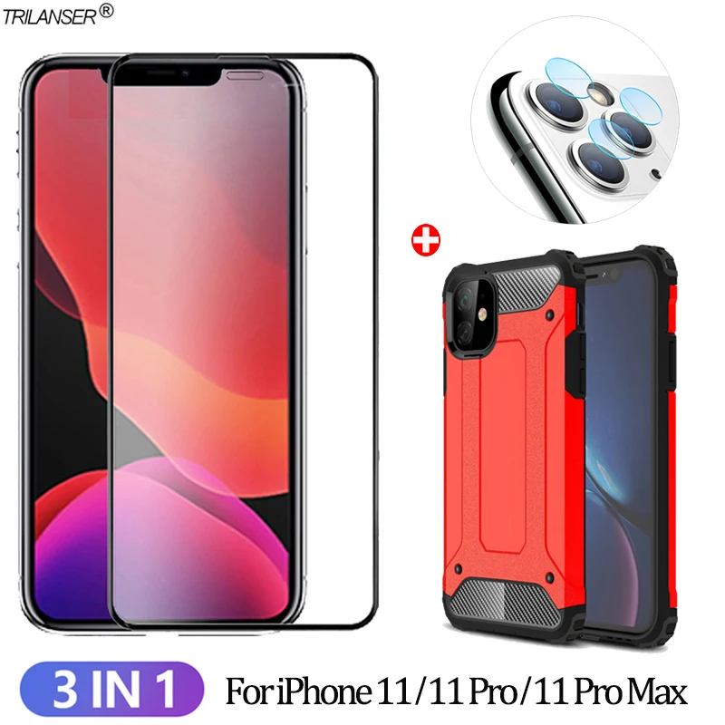 3-в-1 защитное стекло для iphone 11 promax стекло на айфон 11 про 11про Экран протектор для iphone pro 11 камера защита для iphone 11 Бронястекло чехол айфон 11 чехол iphone 11 glass - Цвет: 3-in-1 Glass Case 3