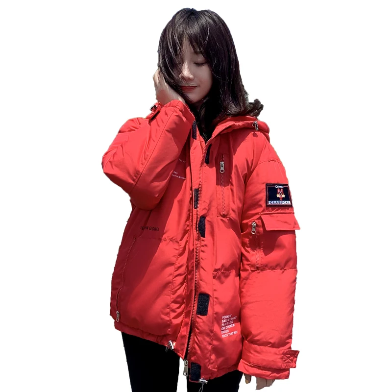 

2019 New Arrival Winter parkas women Fashion Hooded long Jacket loose letters coat Thick Female Padded Office Ladies Outwear