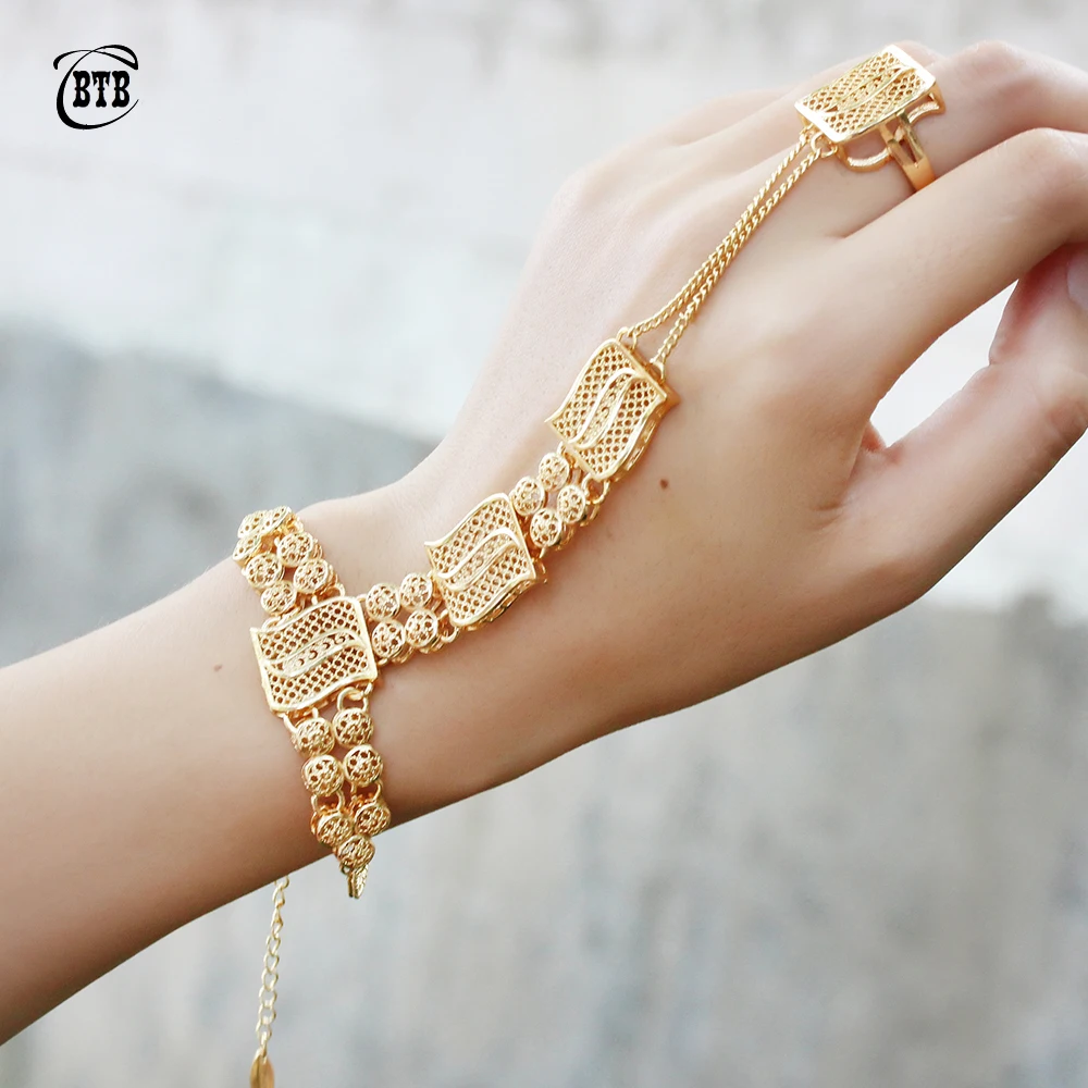 New Design Creative Geometric Hand Back Chain Exquisite Ring Bracelet