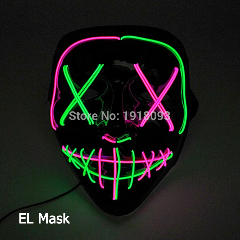 mask 42 Дизайн, светящаяся светодиодный маска, страшная маска на Хэллоуин, светодиодный, светящаяся, страшная EL Wire маска, светящаяся, праздничный, карнавальный костюм - Цвет: mask 42