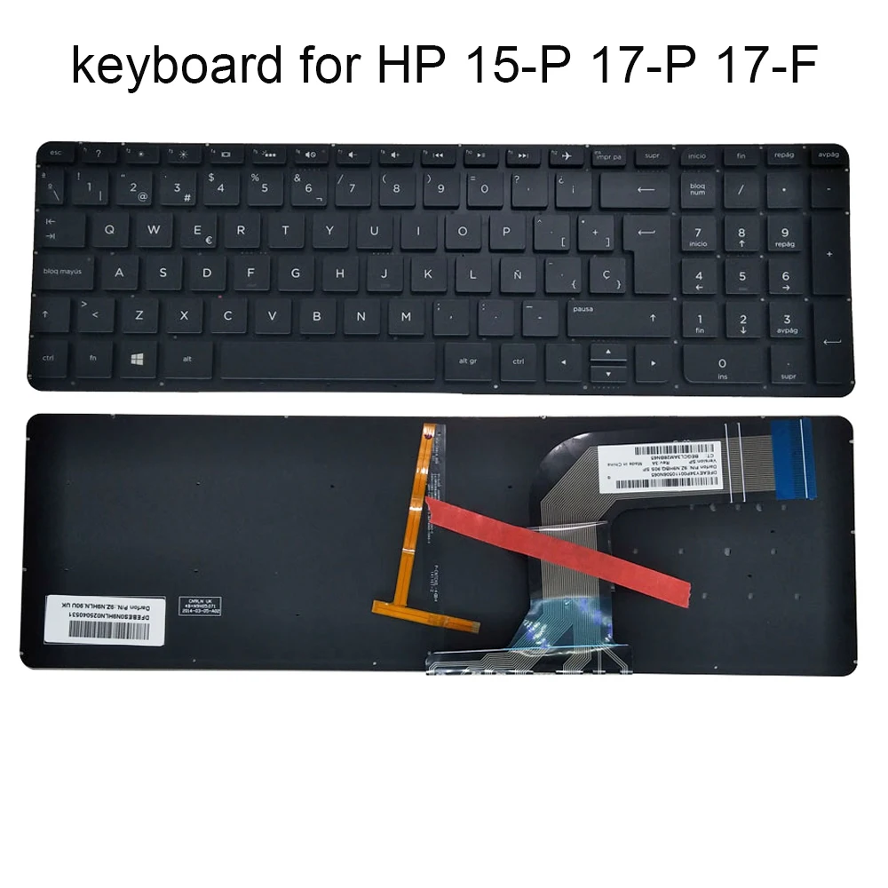 Teclado Espanhol Retroiluminado pc para Computador Portátil hp Pavilion 15-p 008au 15-p000 15-p030nr 15-k 15-v 17-p 17-f Espanha