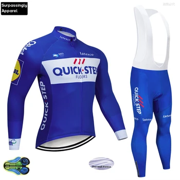 

Team Winter 2019 QUICK STEP Cycling Jersey 12D Bike Pants Set Mens Ropa Ciclismo Thermal Fleece Bicycle Clothing Cycling Wear