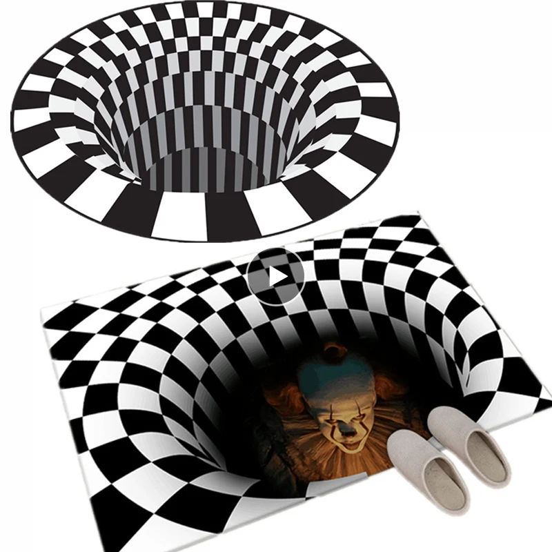 3D Halloween Carpet Clown Trap Visual Carpet Horror Home Carpet Living Room Bedroom Floor Mat Sewer Manhole Cover Clown 2022