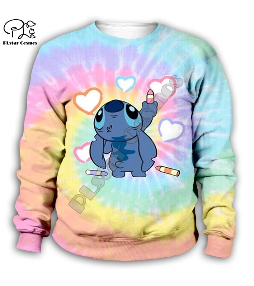 family cloth set Anime kawaii Lilo Stitch 3d print Kids Cartoon heart Hoodies/zipper/child baby long sleeve sweatshirt pant