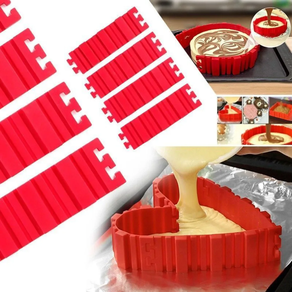 

Nonstick 4Pcs Set Silicone DIY Cake Mold Magic Bake Snakes Heart Shape Baking Tools Rectangular Round Kitchen Accessories
