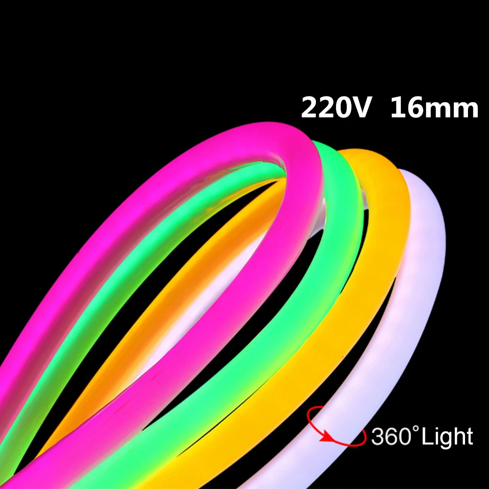 360 градусов круглая 16 мм неоновая подсветка для салона автомобиля 220 В 2835 неоновая Световая трубка светодиодный знак доска Ambilight 120 светодиодный s/m неоновый знак светодиодный светильник