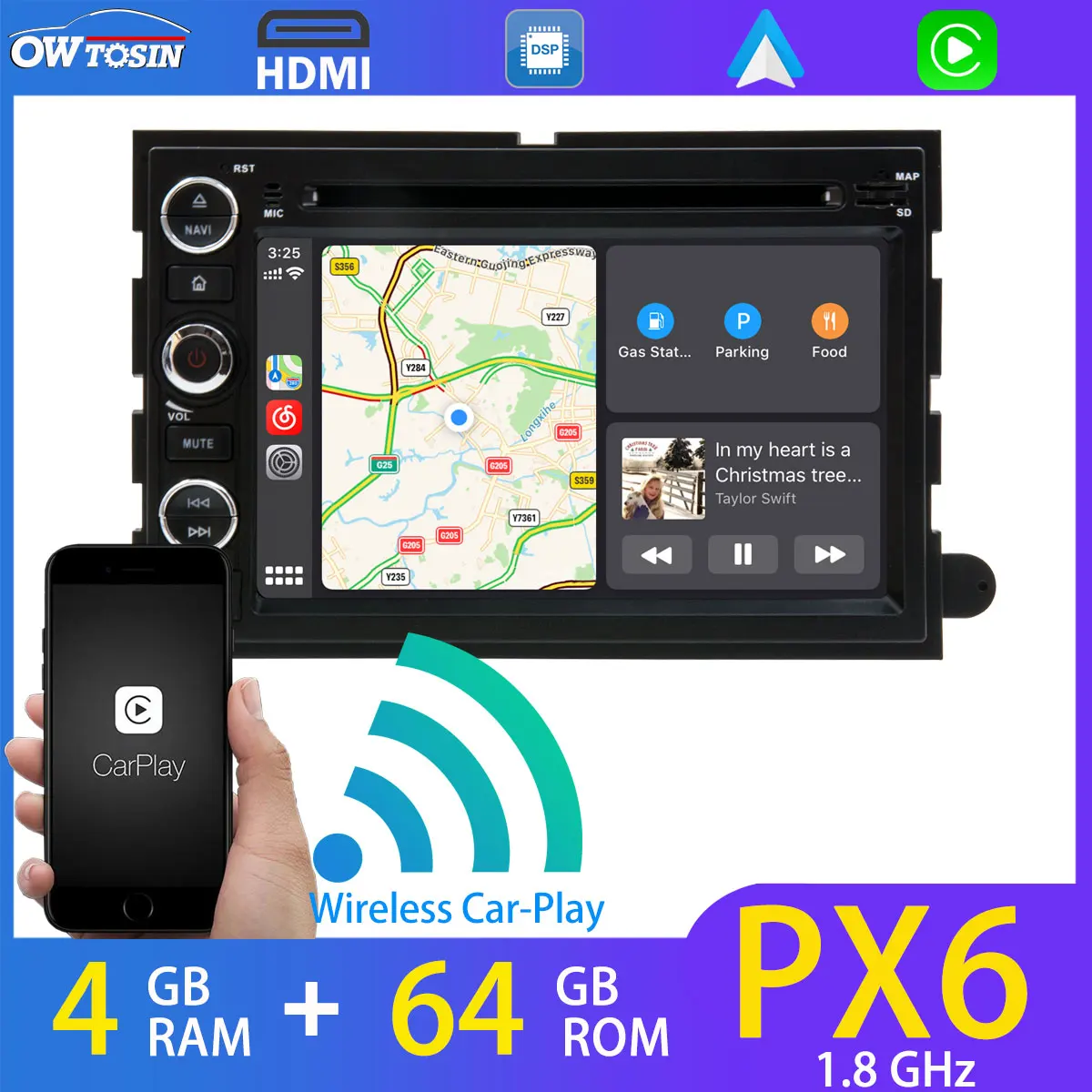Android 10 PX6 4 Гб + 64 беспроводной Carplay 5 * USB автомобильный DVD мультимедийный плеер для