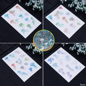 

4 Pcs/Set DIY Materials Epoxy Resin Crafts Crystal Jellyfish Jewelry Making Filling Photo Album Sticker PVC Self Adhesive Transl