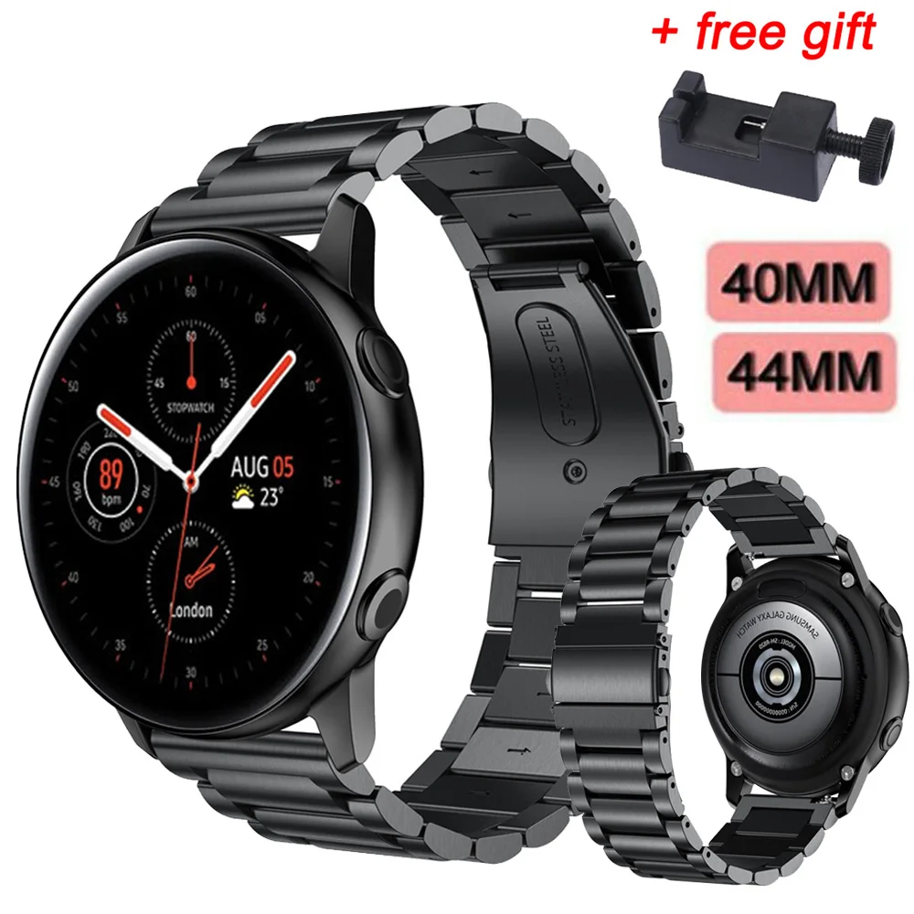 Для samsung galaxy watch Active 2 44 мм 40 мм браслет из нержавеющей стали 20 мм ремешок для часов Active2 ремень для часов инструмент