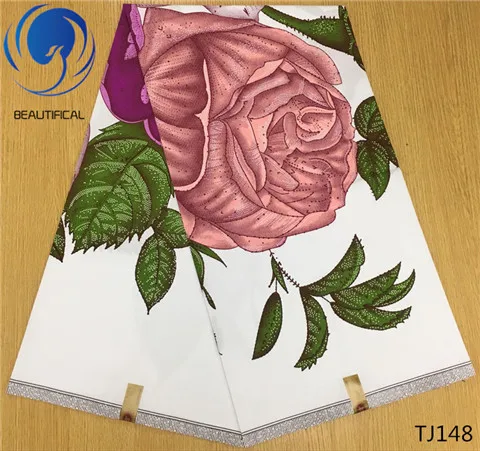 LIULANZHI печатная Цветочная восковая ткань Африканская батик восковая ткань для женского платья Анкара настоящий воск 6 ярдов TJ132-T-TJ149 - Цвет: TJ148
