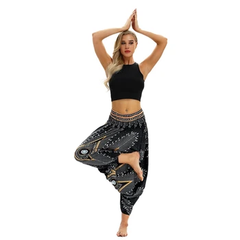 

Fashion Ethnic Style Printed Loose Bloomers High Waist Beam Foot Dance Bloomers