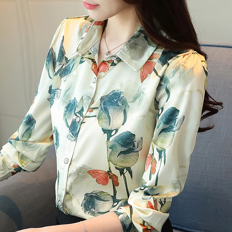 Blusas Mujer De Moda 2021 блузка Для женщин отложной воротник офисная с длинными рукавами и