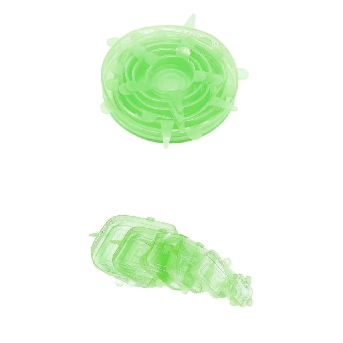 2 Set Green Silicone Stretchable Lids Bowl Covers Food Storage Various Sizes