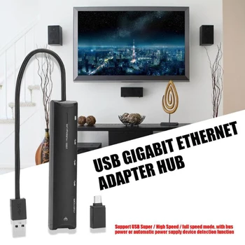 

USB 3.1 To 10/100/1000 Gigabit Ethernet Internet Adapter 3-Port With USB To Type-C Adapter Ethernet Controller Support Wake LAN