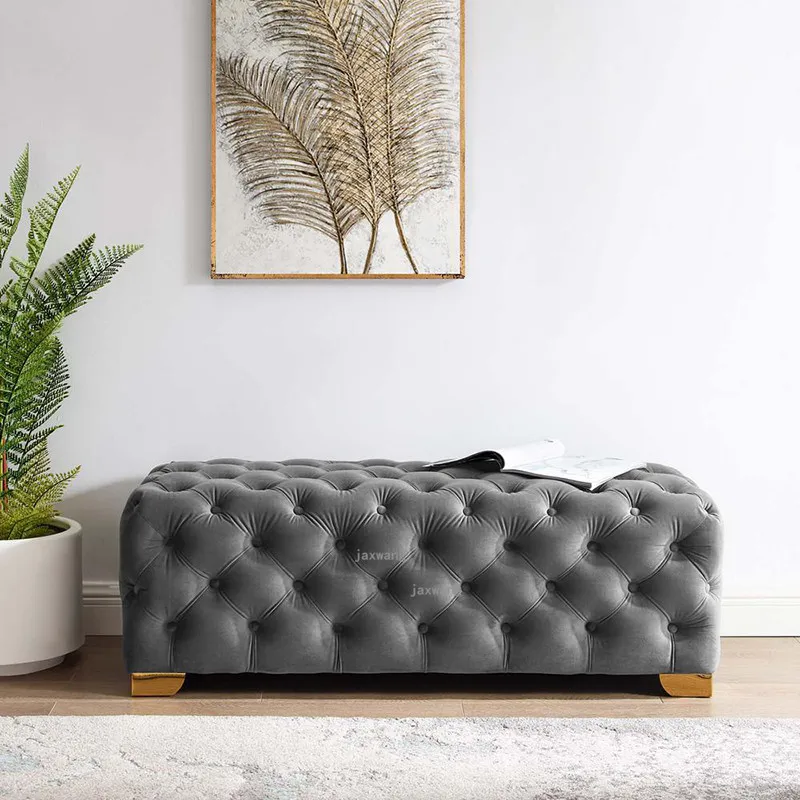 Nordic Fashion Living Room Sofa Home In Front of The Door Long Sofa Cushion Minimalist Modern Light Luxury Bedroom Velvet