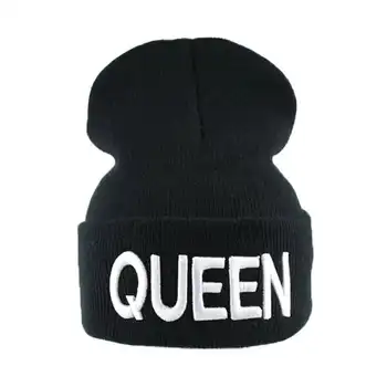 

Winter Couple Knitted Hats Women KING QUEEN Letter Beanies Hip Pop Hat Lovers StreetDance Female Beanie Warmer Bonnet Casual Cap