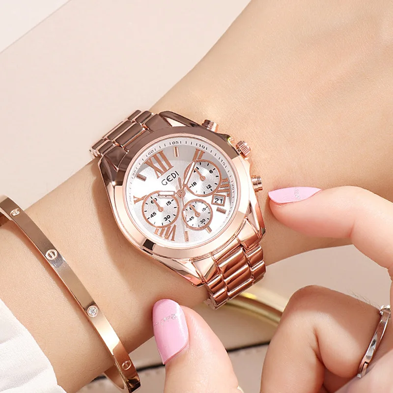 Women Watches Stainless Steel Waterproof Calendar Business Clock Female LuxuryQuartz Wrist Watch Bracelet Relogio Feminino