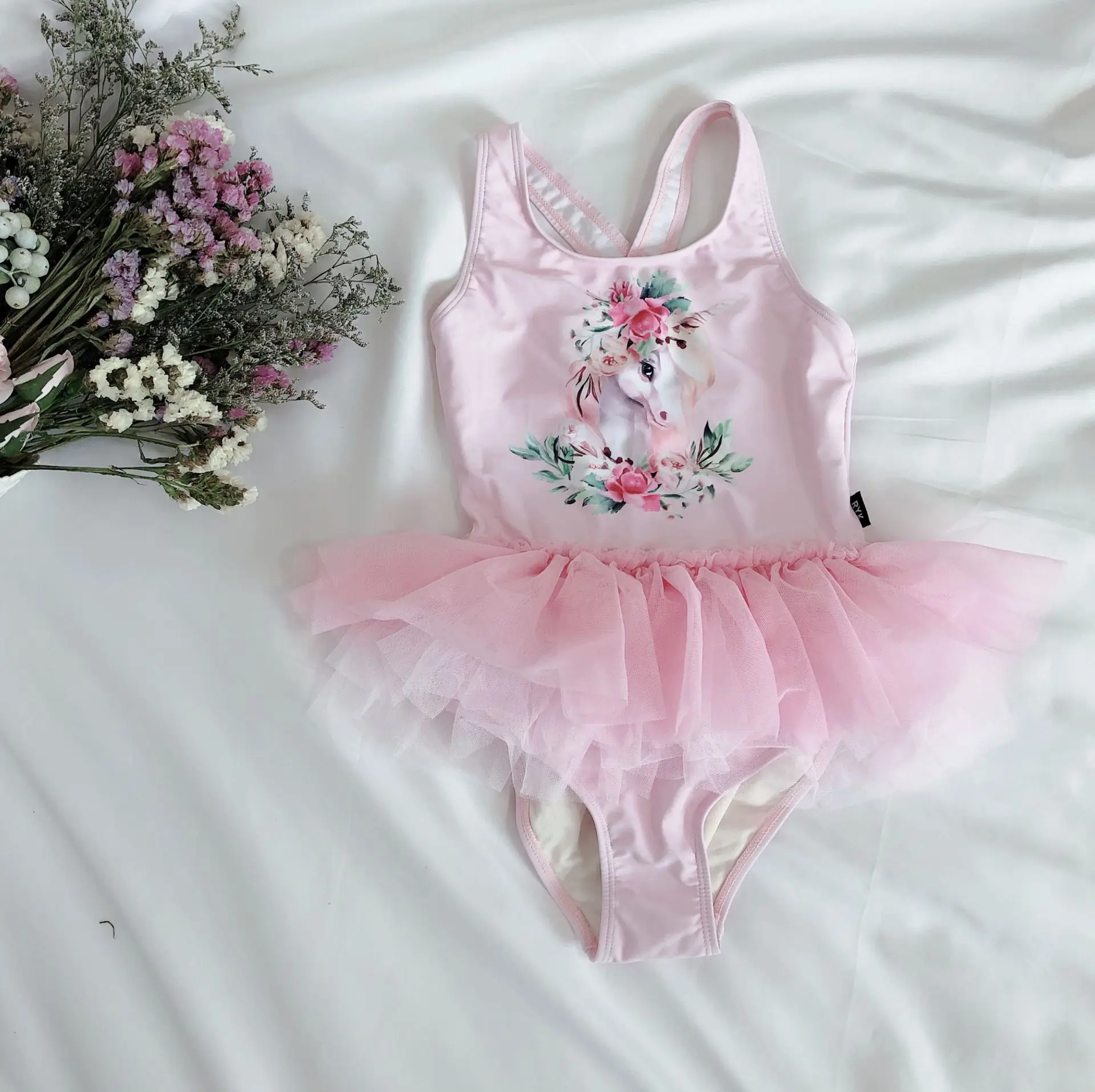 Детский купальник с единорогом для девочек купальный костюм детей рисунком
