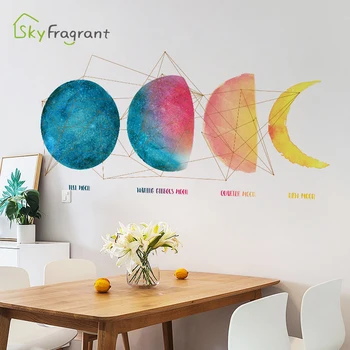 

Creative wall sticker colorful moon self-adhesive stickers bedroom bedside wall decor room decoration home decor wallpaper