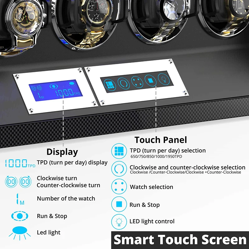 Luxury Automatic wood watch box watch winder with Mabuchi motor LCD touch remontoirs de montres mechanical Watch winder box watch winder
