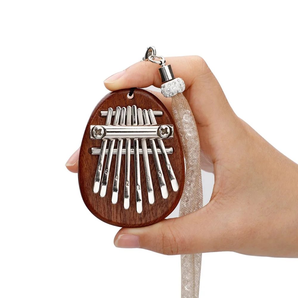 Exceart Wood Kalimba 8 Keys Thumb Piano Pendant Pocket Piano Portable Musical Instrument Gift for Kids Beginner Learner 