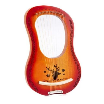 

HOT Lyre Harp 10 String Harp Heptachord Mahogany Lye Harp with Engraved Tones, for Music Lovers Beginners Kids Adult