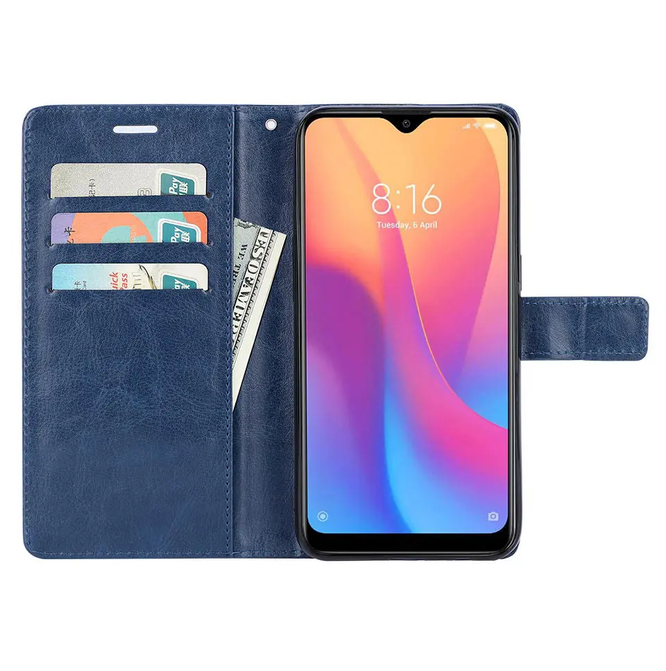 Luxury Flip leather case on For Xiaomi Redmi 8A Case Redmi 8A 8 A back case on For Xiaomi Redmi 8 8A Cover xiaomi leather case chain