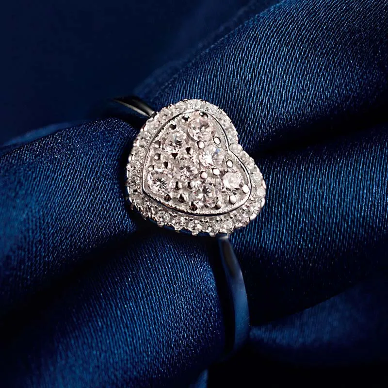 Кольцо Bague Ringen в форме сердца, высокое качество, Кристальные кольца, 925 пробы, серебряные кольца на палец для женщин, обручальное ювелирное изделие, подарок