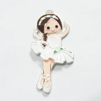 

Newest Wholesale 55mm*27mm 10pcs/lot Ballet /Dancer Girl Pendant For Fashion Chunky Kids Necklace