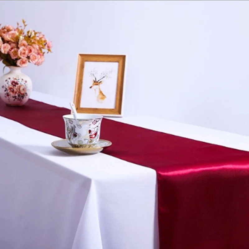 20 шт., свадебные украшения, атласная настольная дорожка, юбка для стола, для дня рождения, вечеринки, отеля, банкета, поставка, Настольная дорожка, современная, camino de