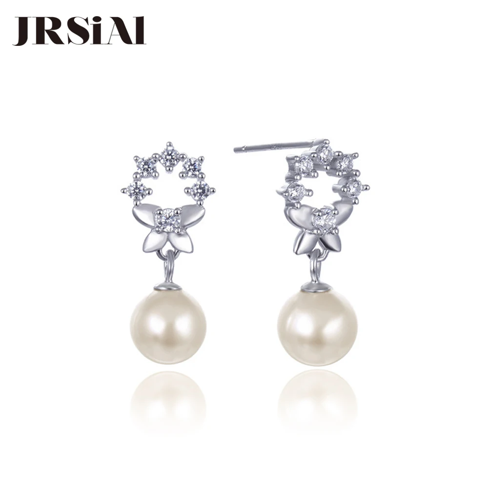 

JRSIAL 925 Sterling Silver Jewelry Freshwater Pearl Earrings Korean Woman Fashion Earrings Student Earrings Beaded Earrings