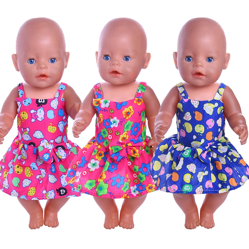 

Sling Dress Bear Fruit Pattern Cute Style For 18 Inch American Doll Girl & 43 Cm New Born Baby Items,Our Generation,Doll's Dress