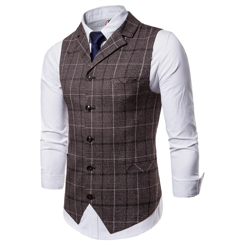 Chaleco informal de negocios para hombre, chaleco de celosía a la moda, sin  mangas, traje inteligente, Top gris y azul, novedad|Chalecos| - AliExpress