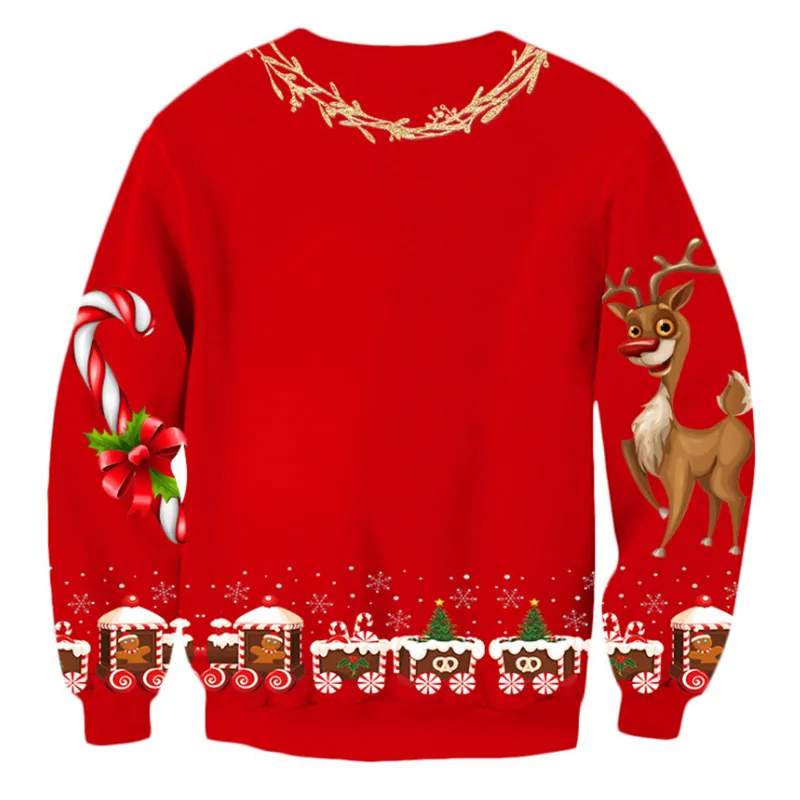 Ugly Christmas Sweater Christmas Novelty Autumn Winter Blouses Clothing Santa Claus Printed Loose Sweater Men Women Pullover