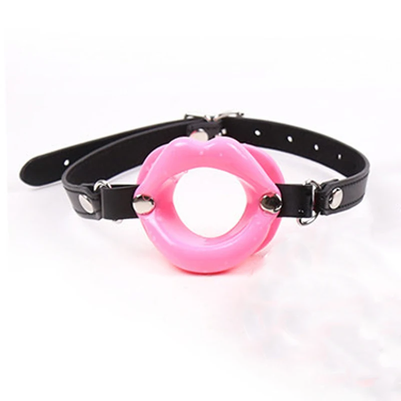 PU Leather Rubber Lips O Ring Oral Sex Gag BDSM Fetish Bondage Restraints Erotic Toys For Couples