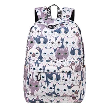 Abdb-imperméable chat impression sac à dos femmes école étudiants sac à dos femme 14-15.6 pouces ordinateur portable mignon livre sac pour les filles(China)
