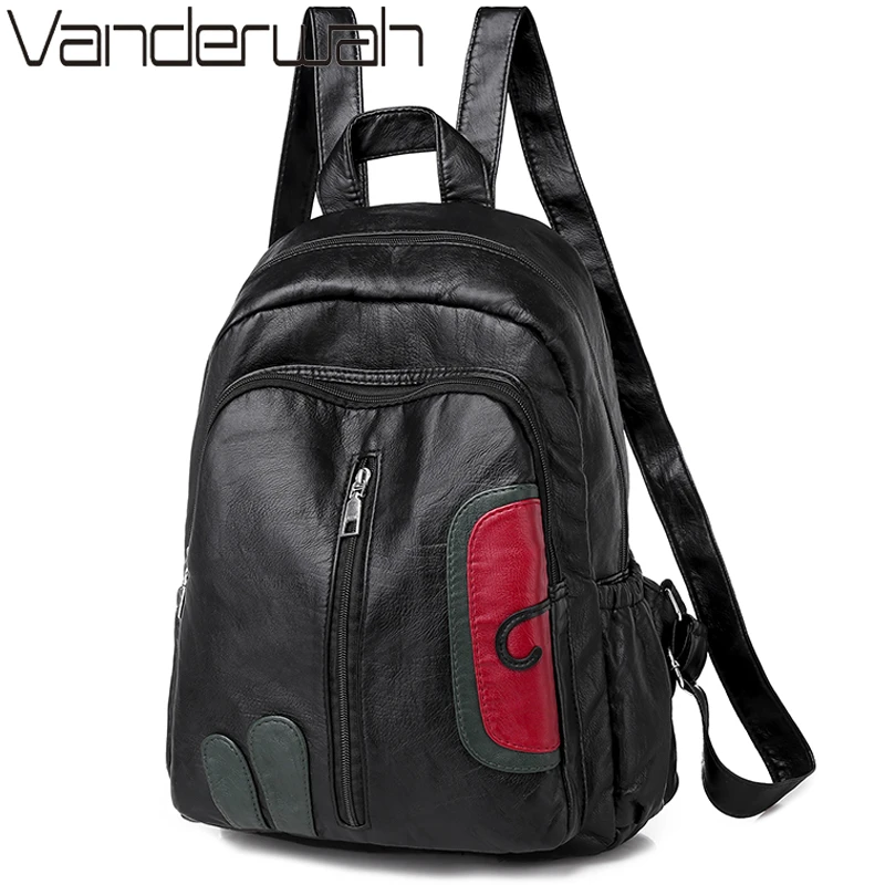 Женский рюкзак из мытой кожи стильный дорожный ранец с листьями для мам зима| |