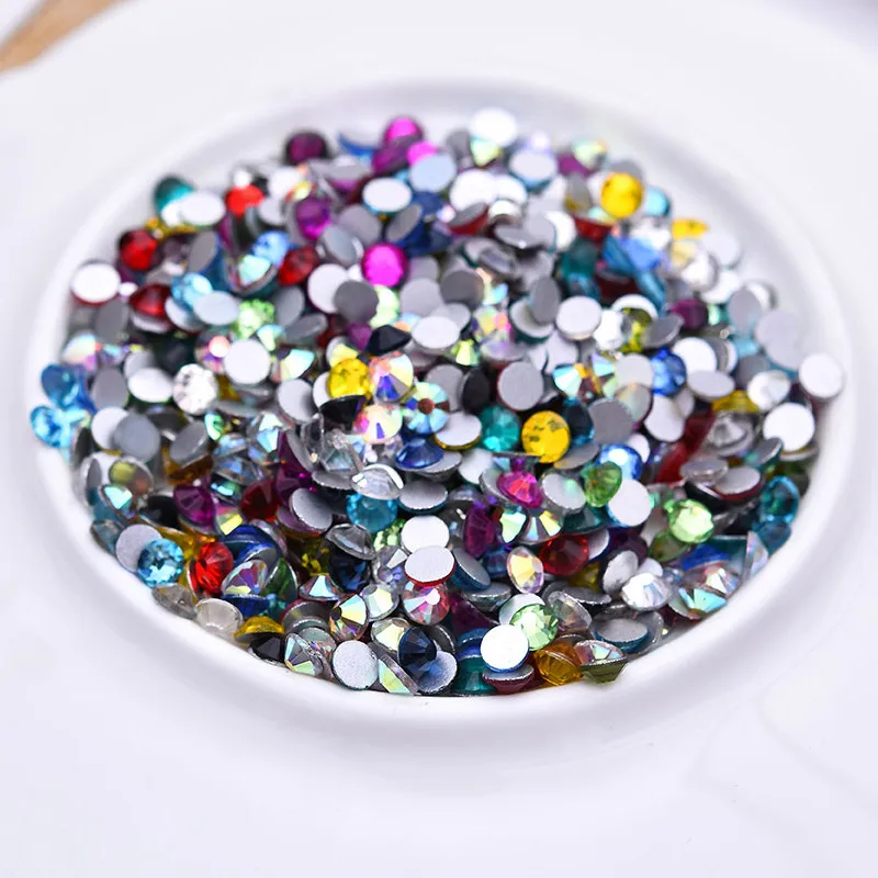

ss3-ss30 Mix Colors 3D Nail Rhinestone Colorful Mixed Size Manicure Round Flat Bottom Shiny Nail Stones Nail Art Decoration