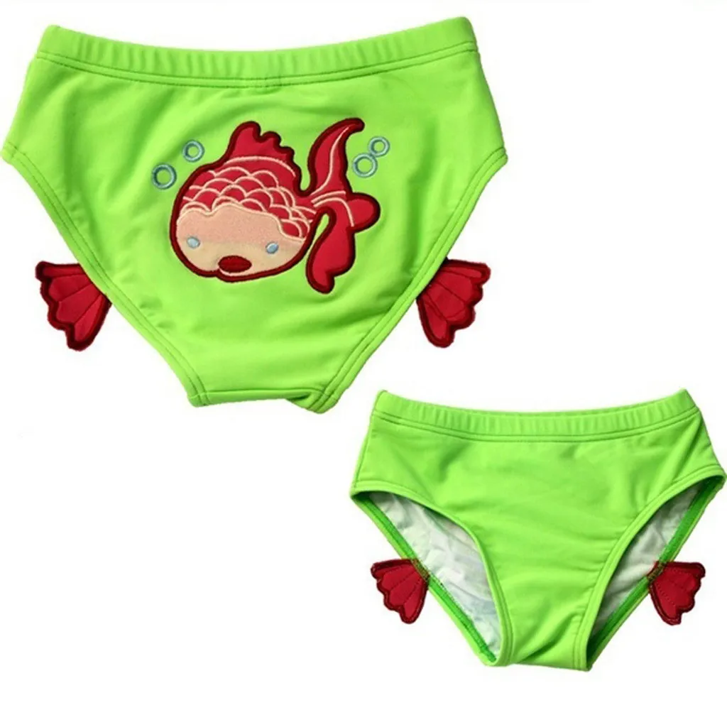 Летняя детская одежда для купания для мальчиков и девочек, купальные штаны с мультяшным принтом, одежда для купания, пляжная одежда для бассейна, мягкий хлопковый плавательный костюм, новинка - Цвет: Green